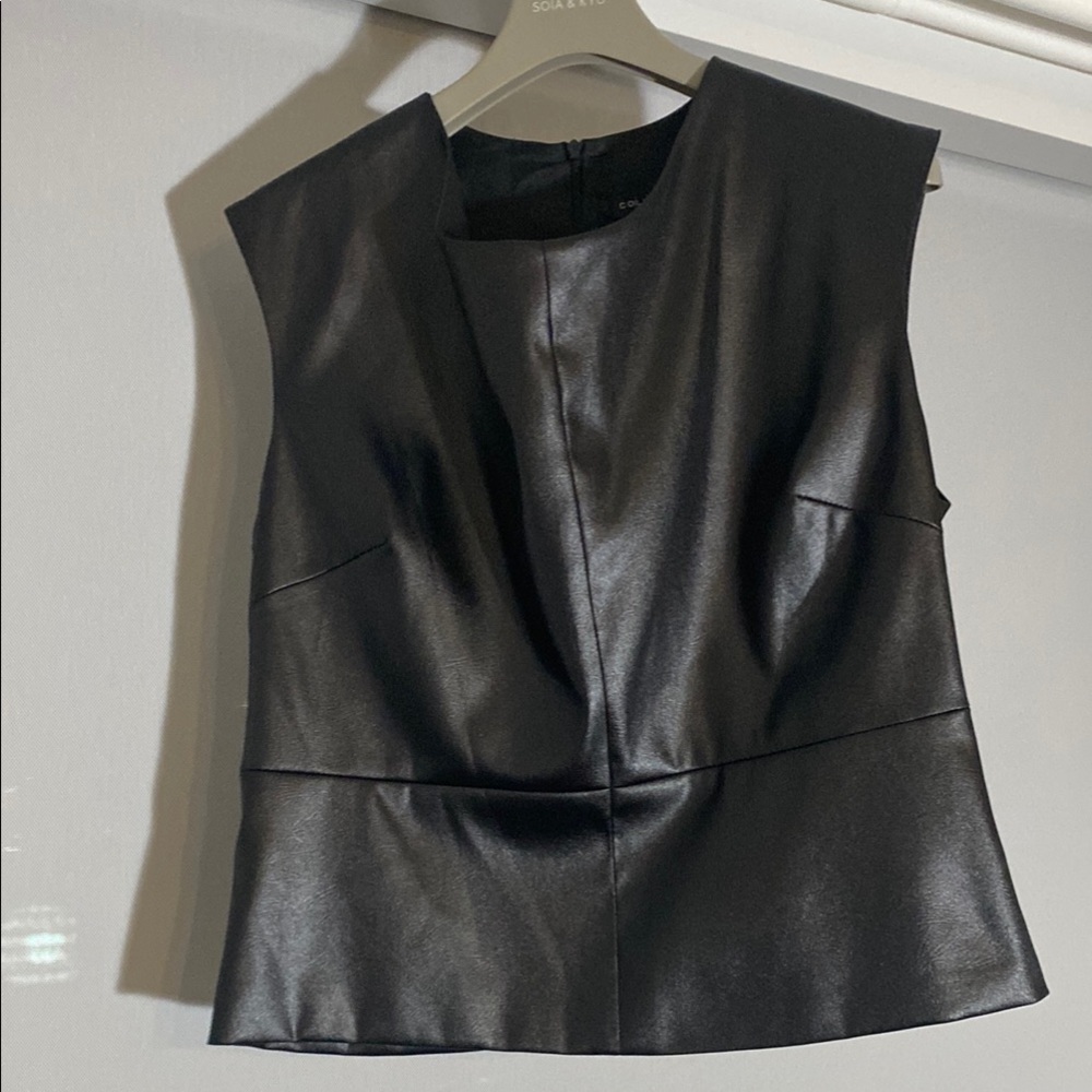 Sleek Black Leather Vest by SOLARIS
